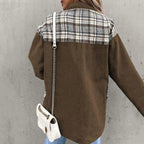 Dames denim shirtjack - stijlvol oversized jack met plaiddetails - Bakkermode.nl