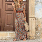 Boho maxi jurk - stijlvolle dames zomerjurk met zijsplit