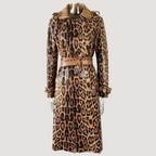 Multikleuren luipaardprint trenchcoat - trendy lange damesjas