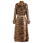 Multikleuren luipaardprint trenchcoat - trendy lange damesjas