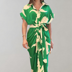 Zomerjurk - stijlvolle dames jurk met knopen en strik taille