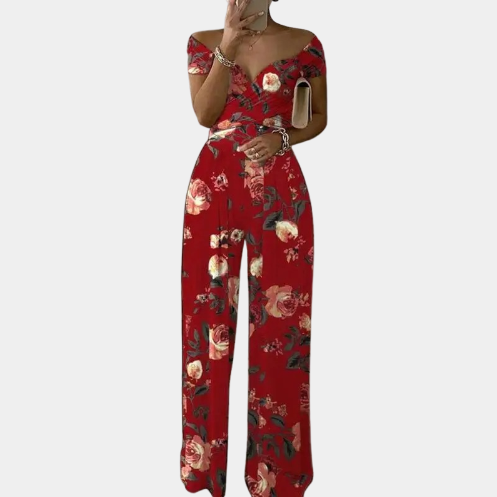 Off-shoulder jumpsuit - elegante dames tweedelige outfit