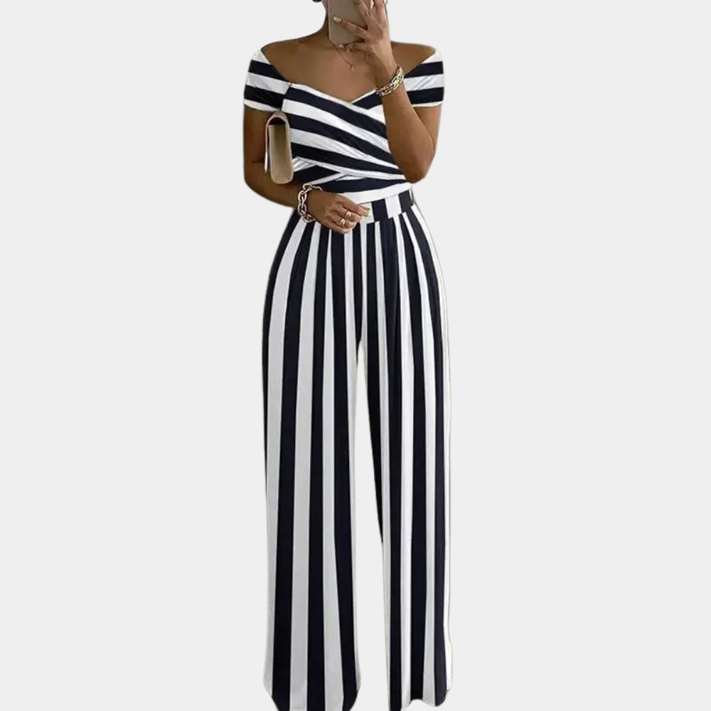Off-shoulder jumpsuit - elegante dames tweedelige outfit