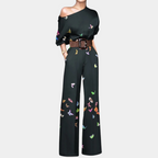 Dames jumpsuit off-shoulder met vlinderprint - elegante outfit voor bijzondere gelegenheden