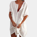 Linnen zomer blouse - losvallende dames strandcover-up