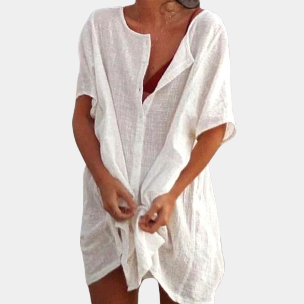 Linnen zomer blouse - losvallende dames strandcover-up