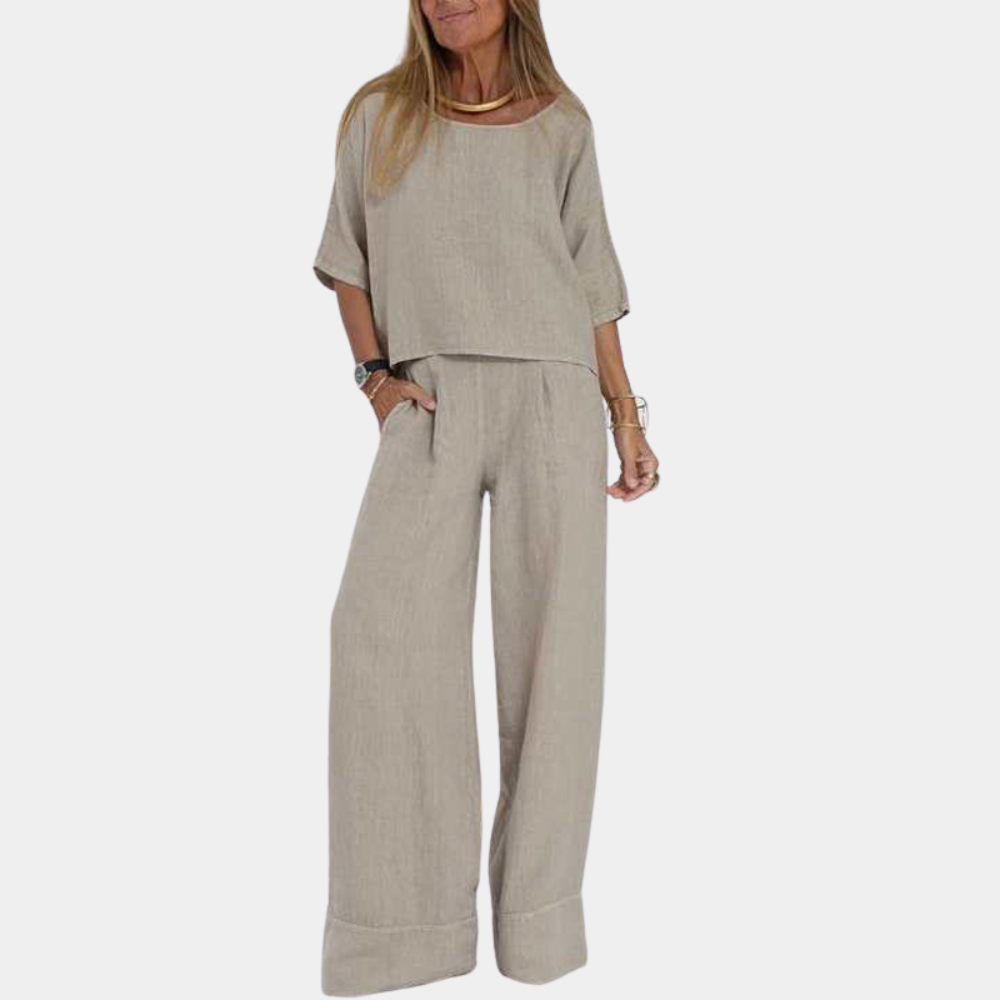 2-delige lounge set - stijlvolle dames top en wijde broek