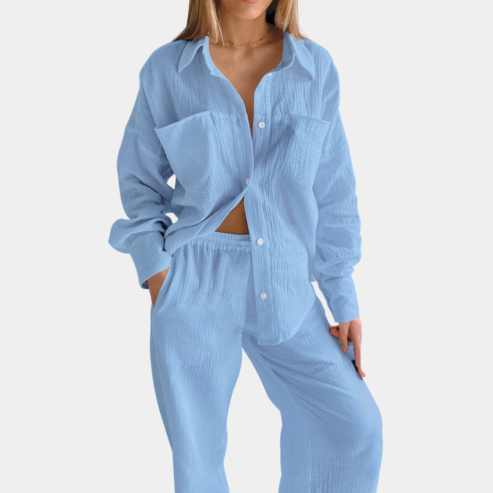 2-delige lounge set - textuur zwart dames loungewear