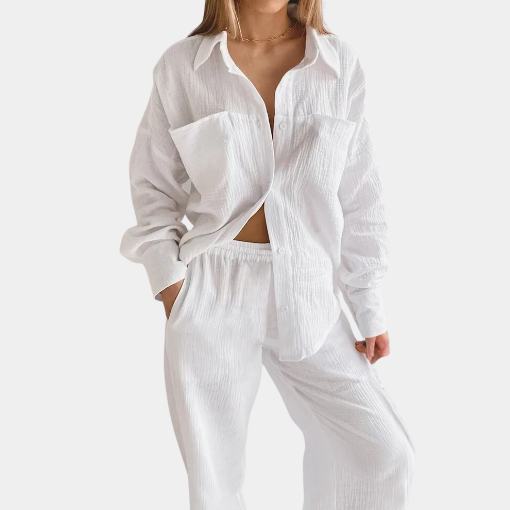 2-delige lounge set - textuur zwart dames loungewear