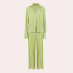 2-delige geplooide loungewear set - elegante zwarte damesoutfit