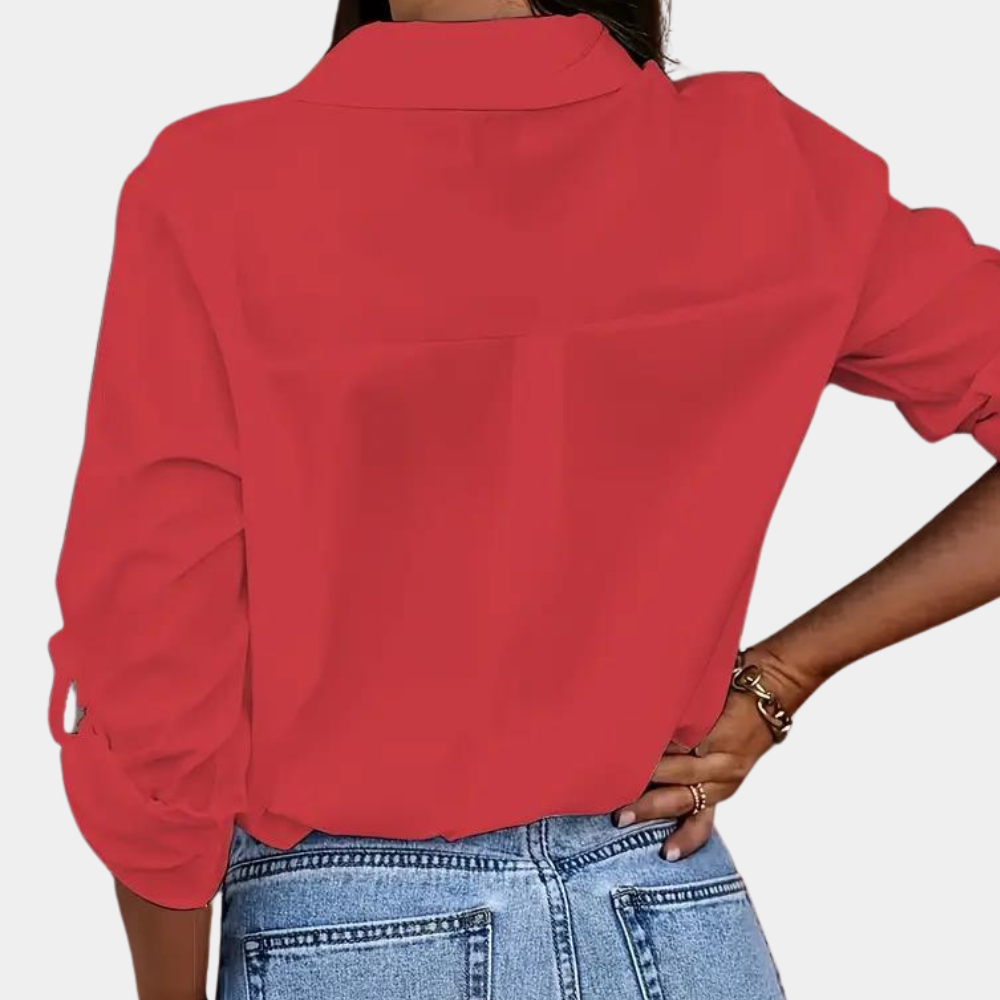 Dames blouse met lange mouwen - klassieke button-up shirt voor vrouwen