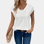 Witte v-hals t-shirt - casual dames top