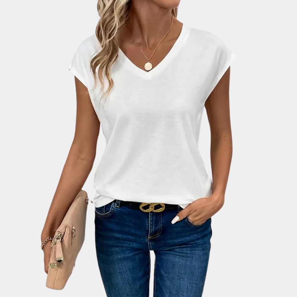 Witte v-hals t-shirt - casual dames top