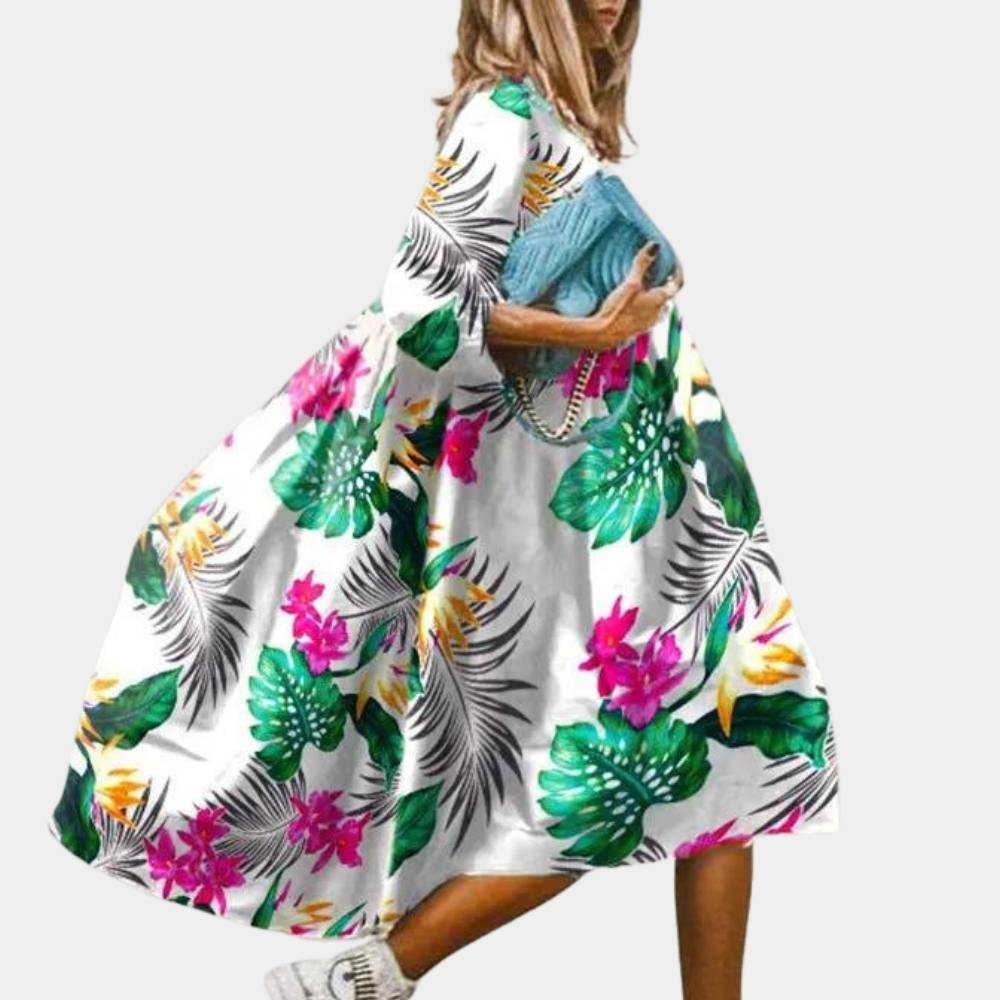 Dames lange bloemenmaxi jurk - vloeiende en elegante outfit voor casual uitjes