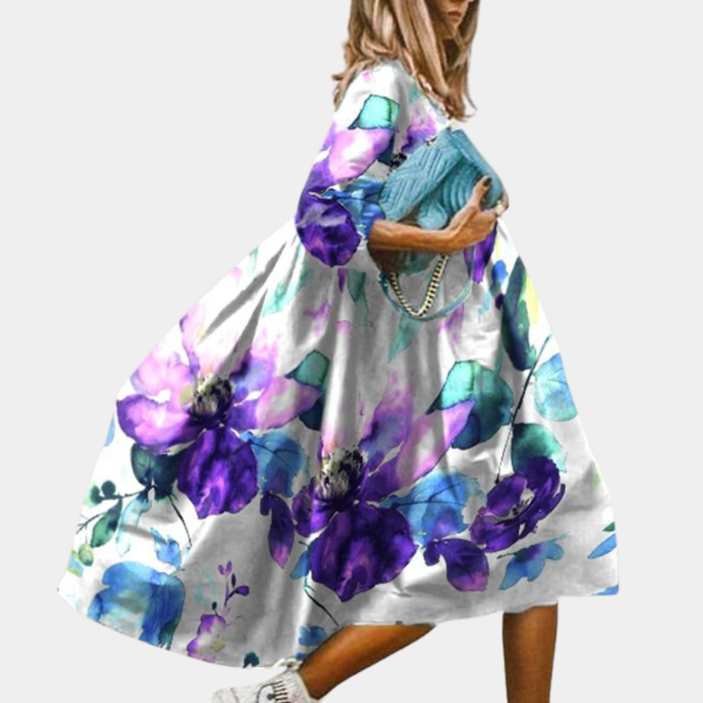 Dames lange bloemenmaxi jurk - vloeiende en elegante outfit voor casual uitjes