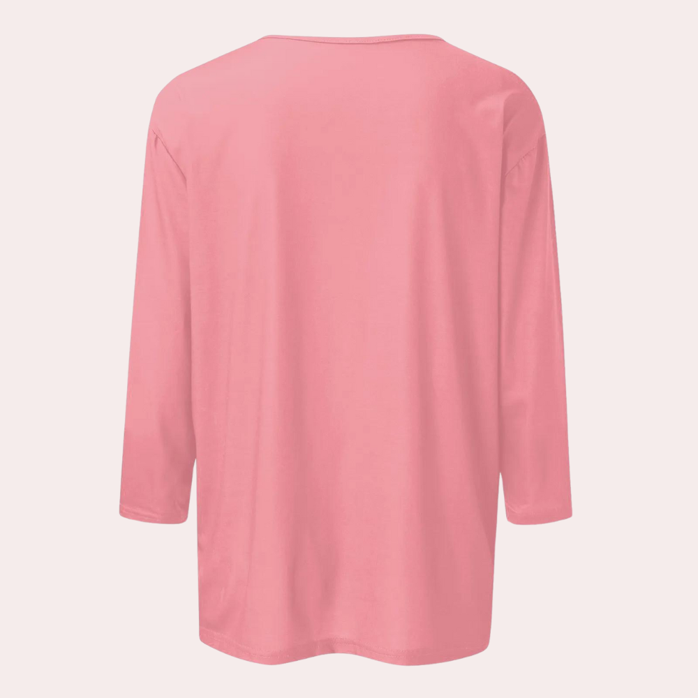 Dames t-shirt met 3/4 mouwen - casual en trendy top voor dagelijks gebruik