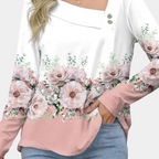 Vrouwen elegante blouse unieke design casual uitjes - verfijnde lange mouwen top in roze en bruin, zachte stof