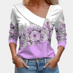 Vrouwen elegante blouse unieke design casual uitjes - verfijnde lange mouwen top in roze en bruin, zachte stof
