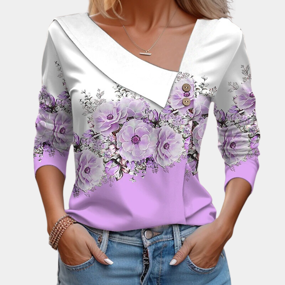 Vrouwen elegante blouse unieke design casual uitjes - verfijnde lange mouwen top in roze en bruin, zachte stof