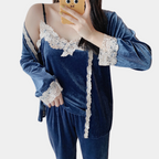 2-delige fluwelen pyjama set - elegante dames slaapmode