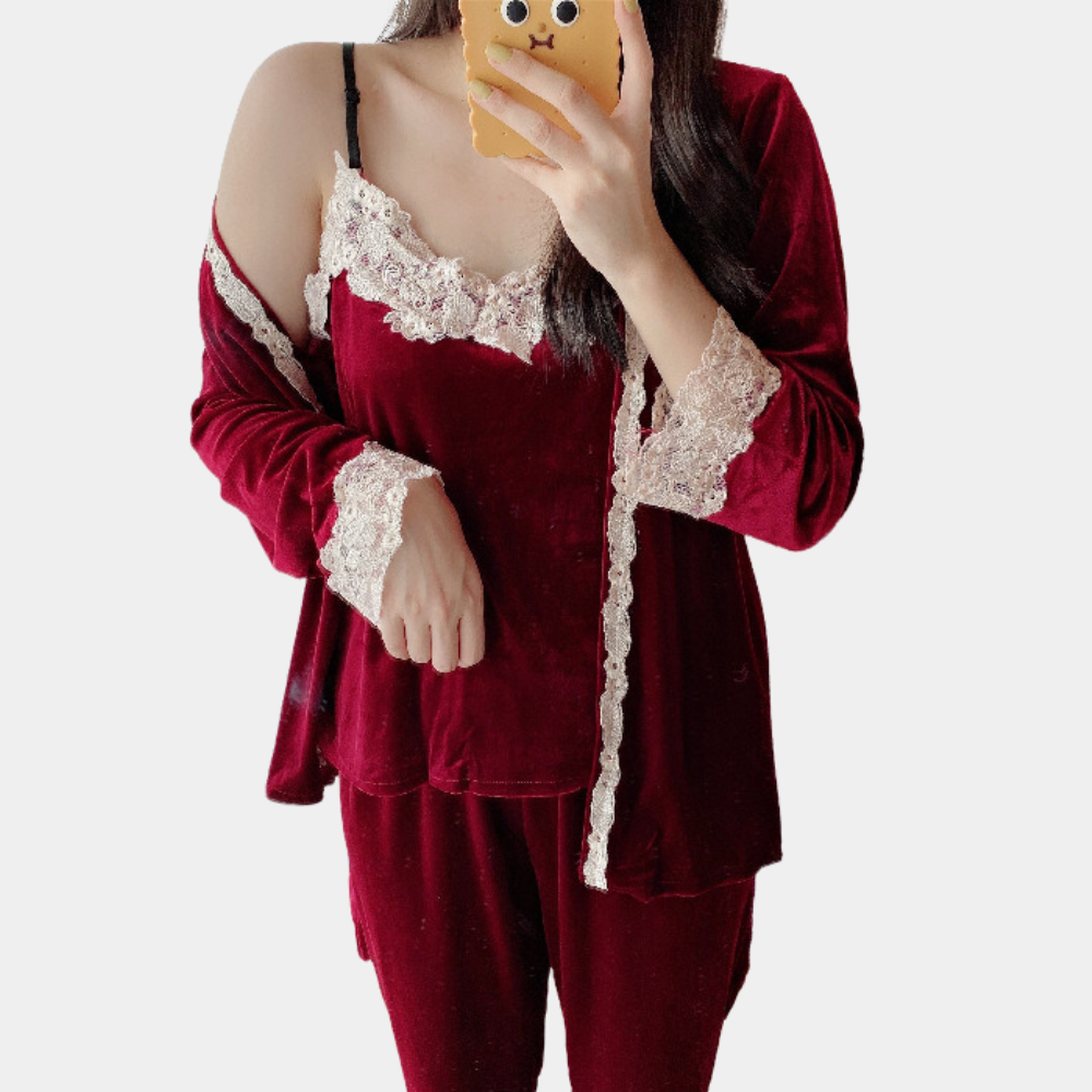 2-delige fluwelen pyjama set - elegante dames slaapmode