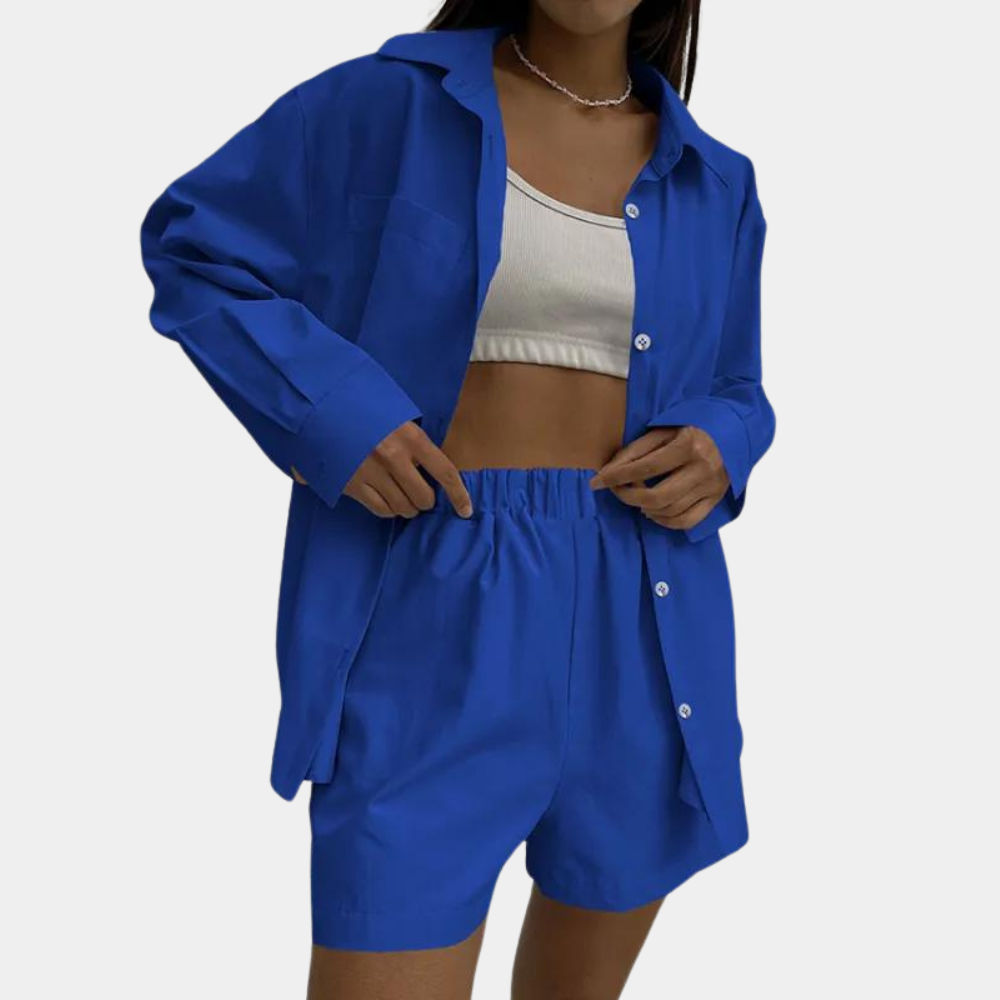 2-delige dames lounge set - stijlvolle top en shorts combinatie