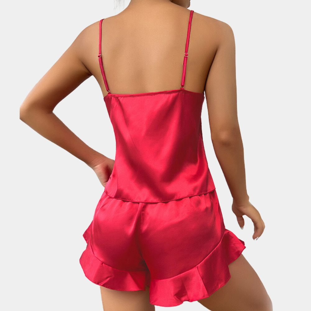 2-delige satijnen pyjama set - luxe ladies nachtkleding