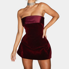 Strapless mini-jurk - luxe fluwelen party outfit voor elegante avonden
