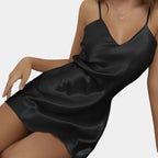 Dames satin slip dress - elegante avondkleding in zwart voor casual en formele gelegenheden