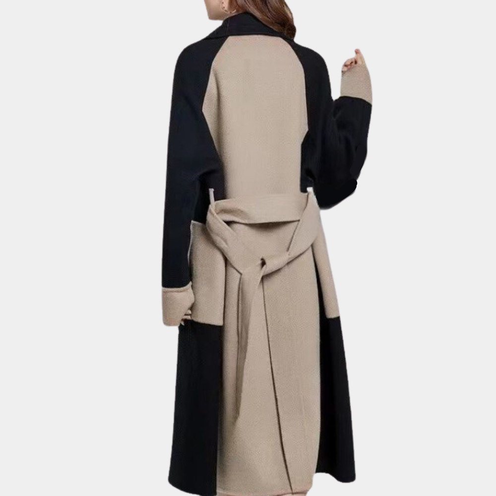 Elegante lange zwarte trenchcoat voor dames