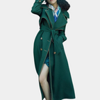 Lange groene trenchcoat - elegante damesouterwear