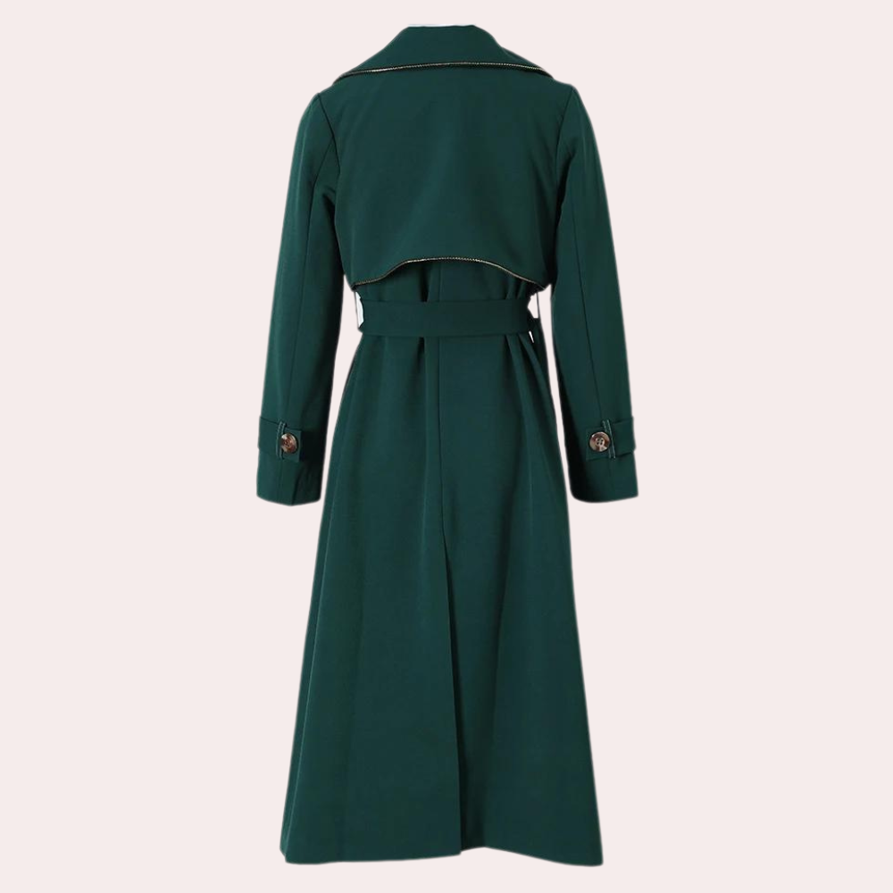 Lange groene trenchcoat - elegante damesouterwear