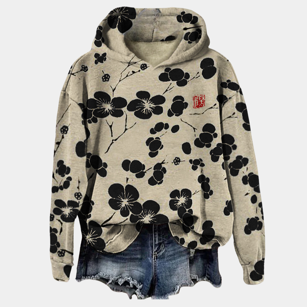 Hoodie met bloemenprint - gezellige casual top voor dames