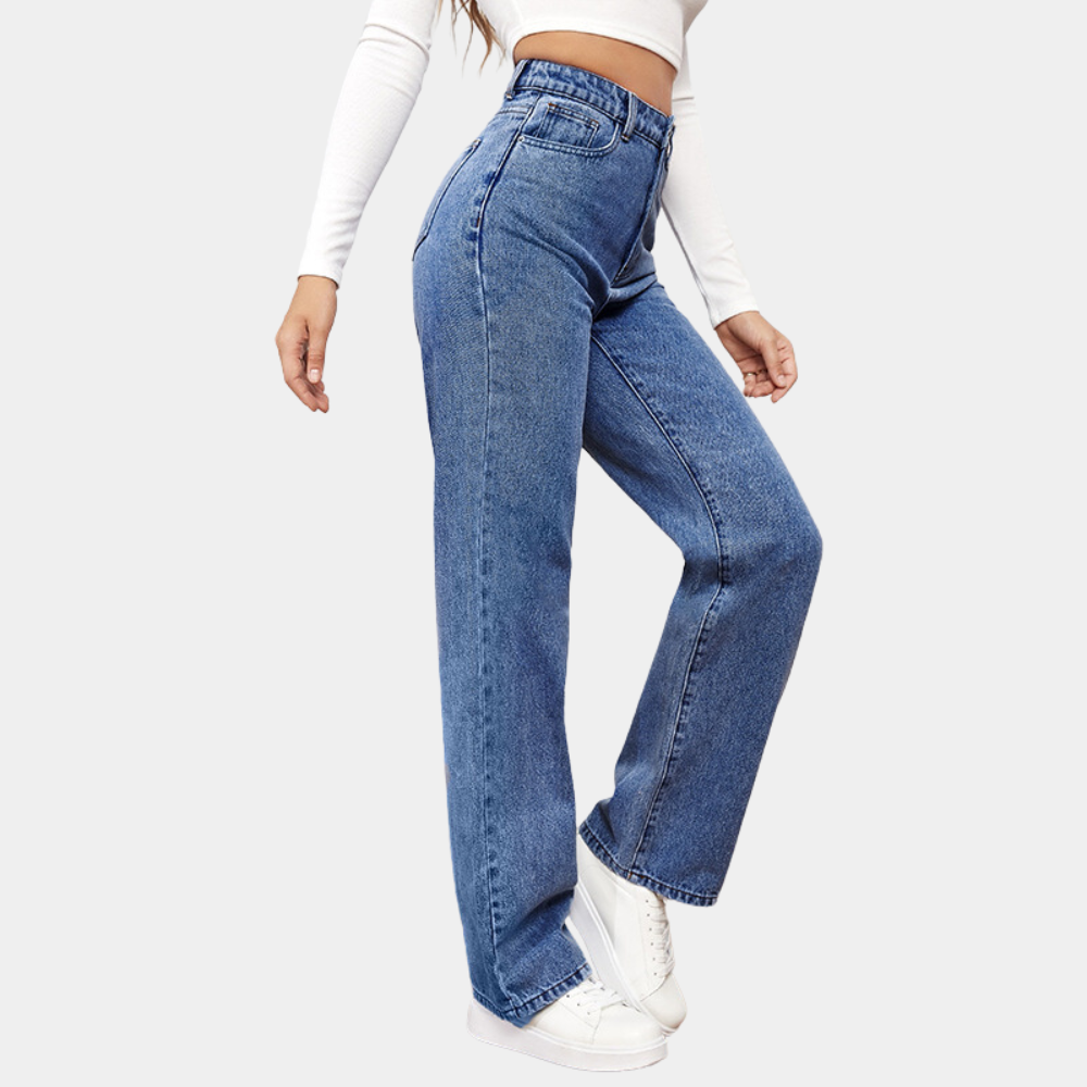Baggy denim jeans - stijlvolle hoge taille dames jeans