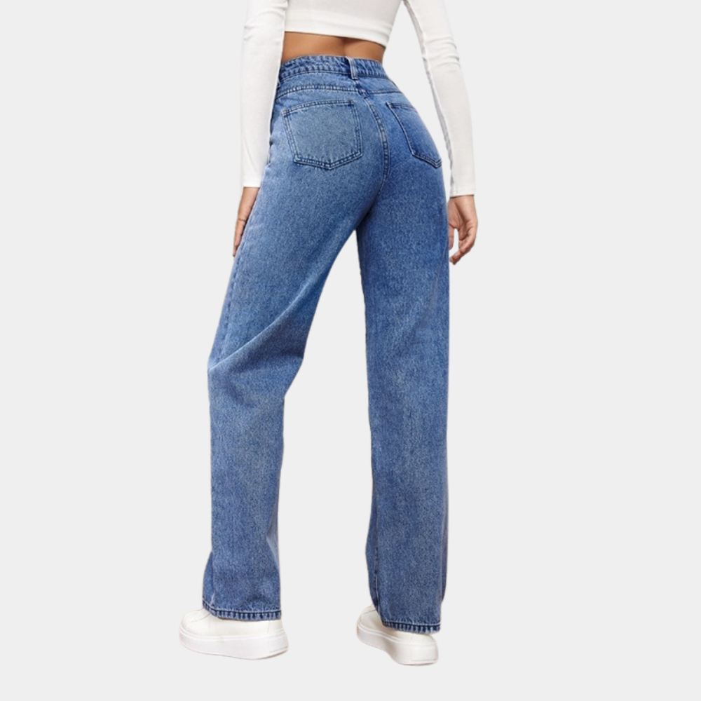 Baggy denim jeans - stijlvolle hoge taille dames jeans