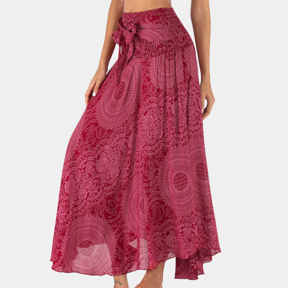 Bohemian maxi rok - lange rok met strik taille voor een moeiteloze stijl