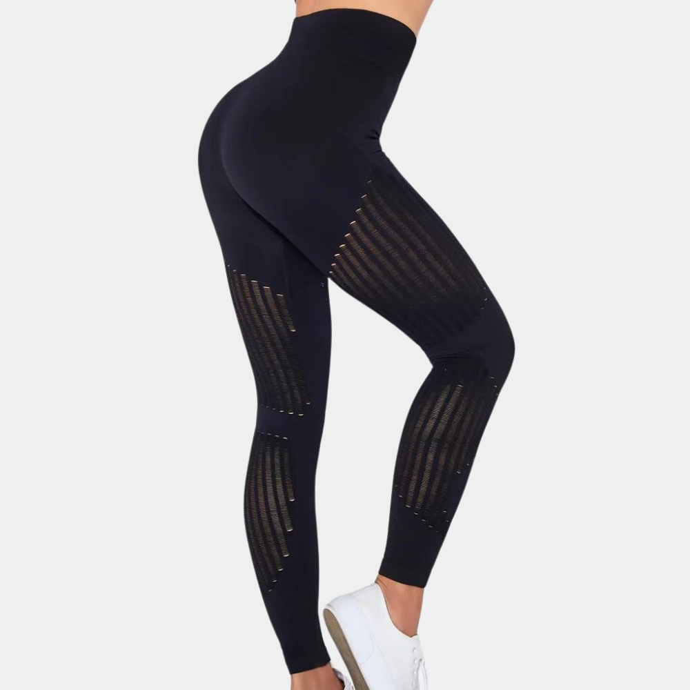 Hoge taille leggings - stijlvolle dames sportmode met mesh details