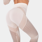 Hoge taille leggings - stijlvolle dames sportmode met mesh details