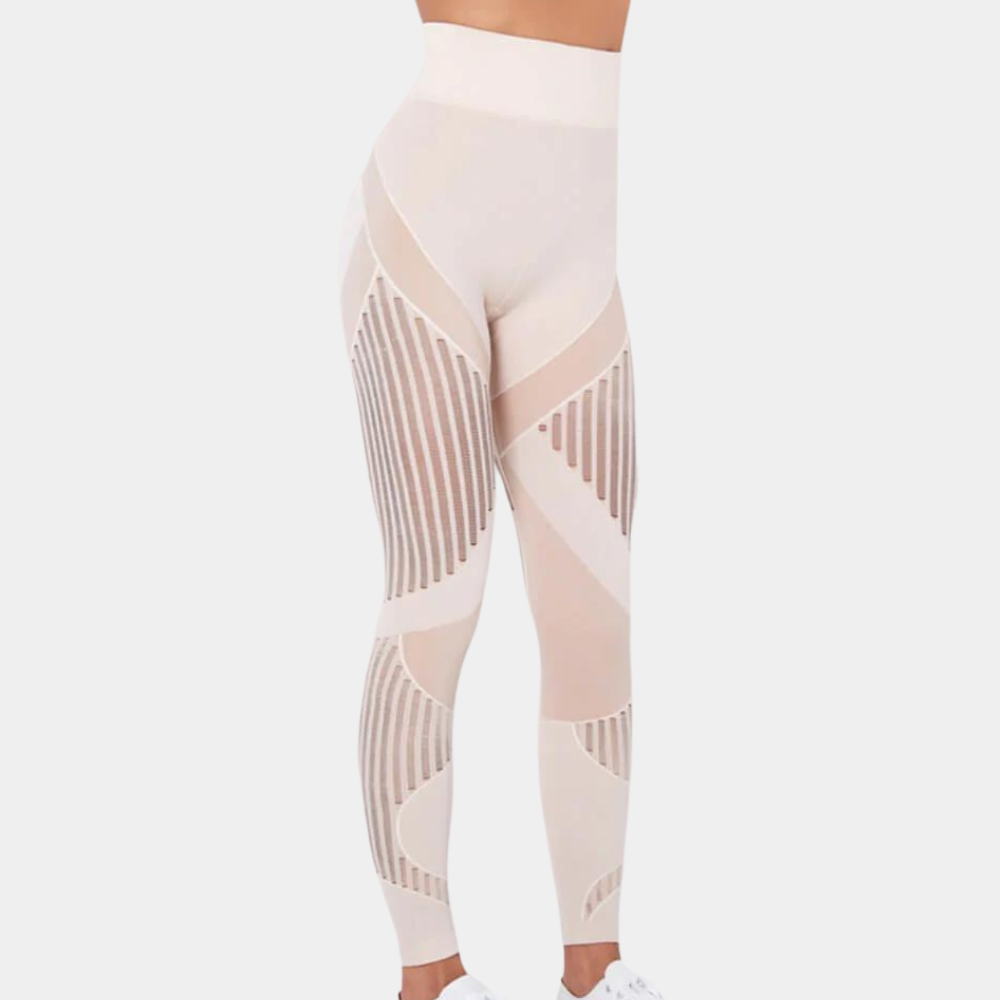Hoge taille leggings - stijlvolle dames sportmode met mesh details