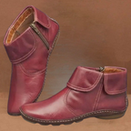Enkelboots - stijlvolle leren dames enkelboots met rits