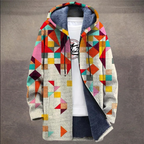 Gezellige fleece-voering cardigan - stijlvolle geometrische patronen damesoutwear