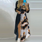 Dames bloemdress - elegante maxi jurk met lange mouwen voor casual en formele gelegenheden