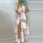 Maxi jurk - elegante dames bloemenknopen jurk met een zijsplit