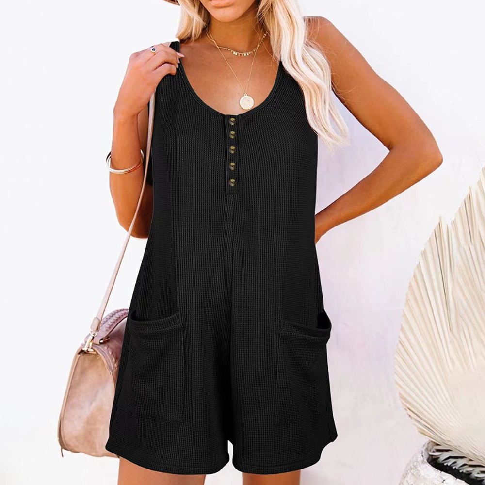 Dames relaxed fit mouwloze jumpsuit - veelzijdige luchtige playsuit voor alle dagen