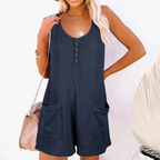 Dames relaxed fit mouwloze jumpsuit - veelzijdige luchtige playsuit voor alle dagen