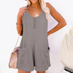 Dames relaxed fit mouwloze jumpsuit - veelzijdige luchtige playsuit voor alle dagen