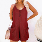 Dames relaxed fit mouwloze jumpsuit - veelzijdige luchtige playsuit voor alle dagen