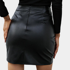 Dames leren mini rok met chique ruches - veelzijdige faux leren rok voor casual outfits