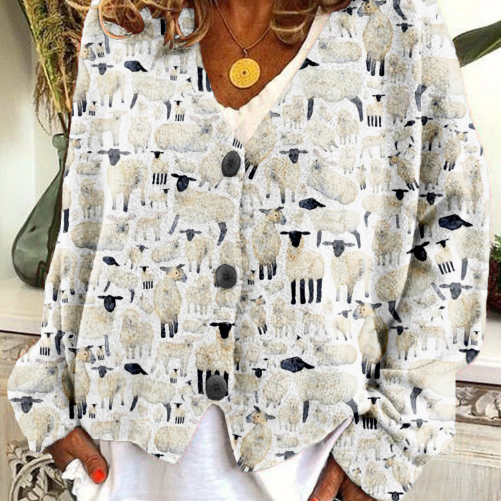 Dames cardi met schapenpatroon - trui met een twist