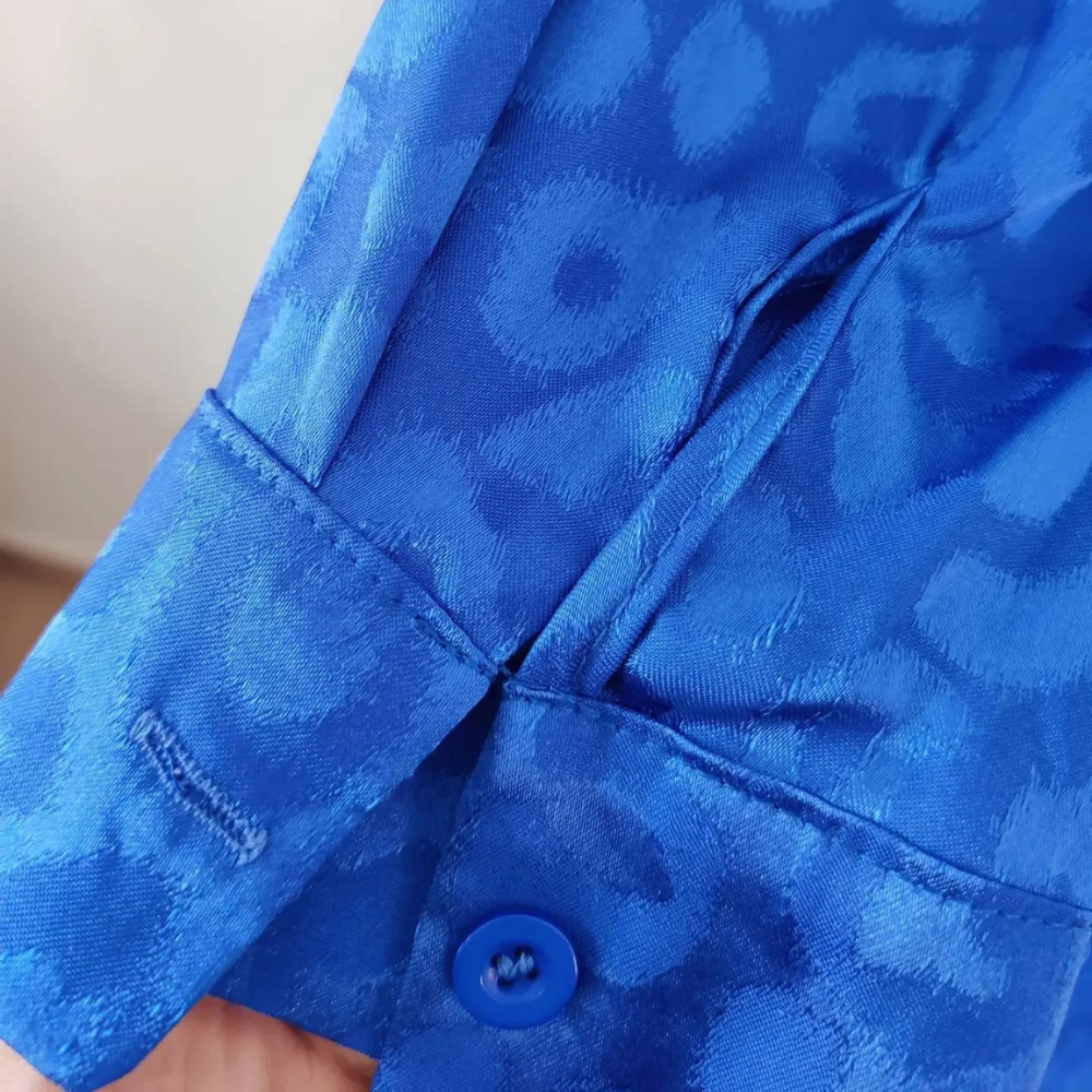 2-delige loungewear set - stijlvolle dames blauwe satijnen co-ord